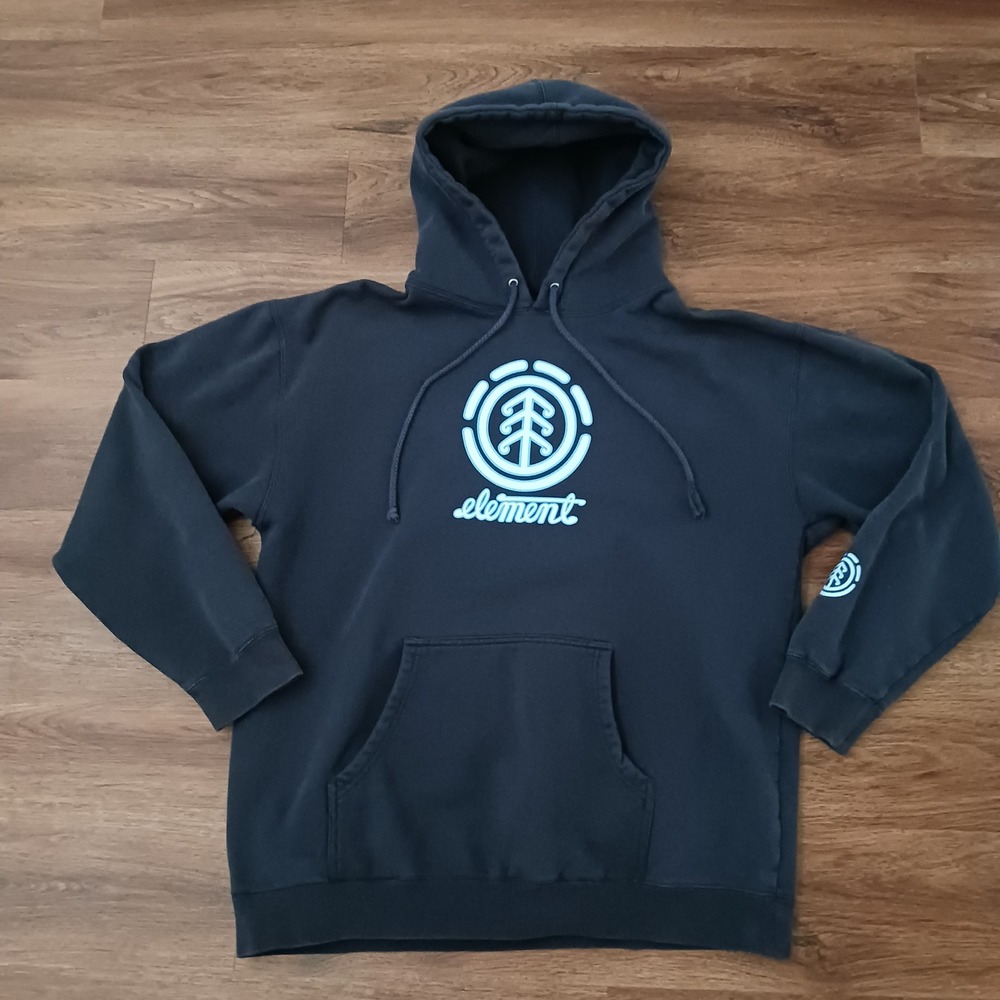 Element Skateboards Mens Logo Hoodie Navy Blue Large Skate Streetwear HOLE